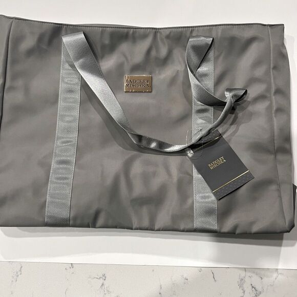 BADGLEY MISCHKA Nylon Travel Tote Weekender Bag in Grey travel bag luggage bag - Picture 8 of 12